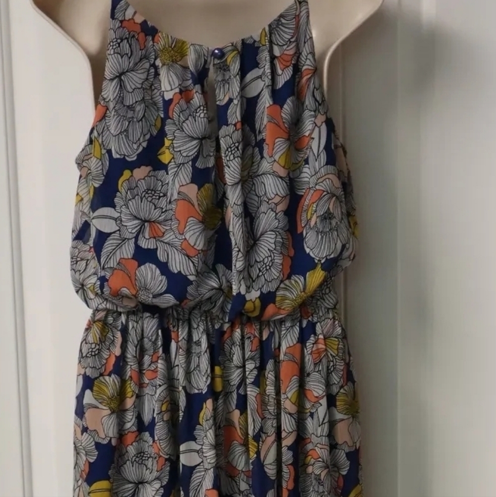 Petite Floral Maxi Dress - Blue and Yellow